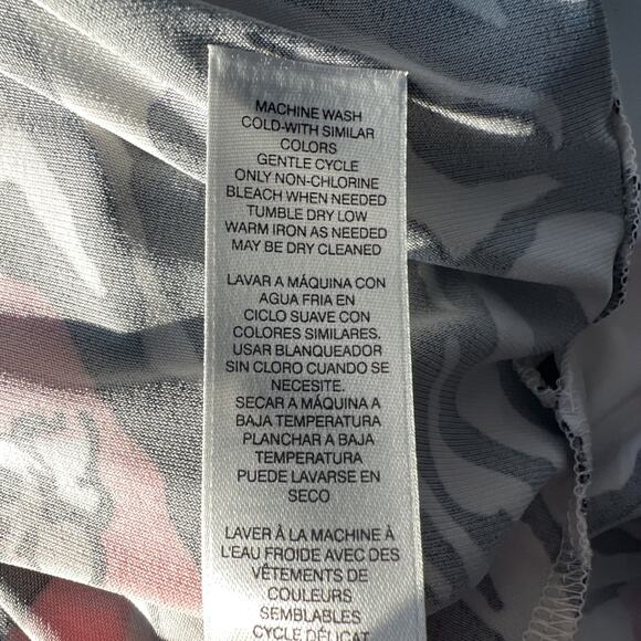 Chico's women's 3 XL White Pink Long Sleeves Asymmetrical Slit Side Top easywear - Picture 9 of 11